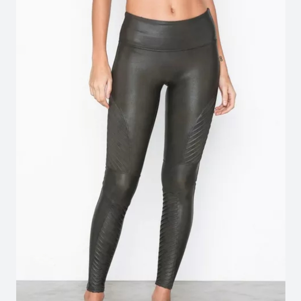 Spanx Moto Black Leggings Size M